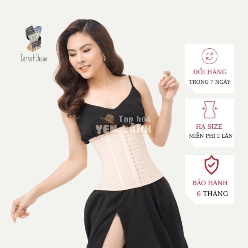 Đai Nịt Bụng Latex Corset Chuẩn Chính Hãng Hy Lạp Lưới (Màu Nude) -Tặng ngay 1 áo liner 100k