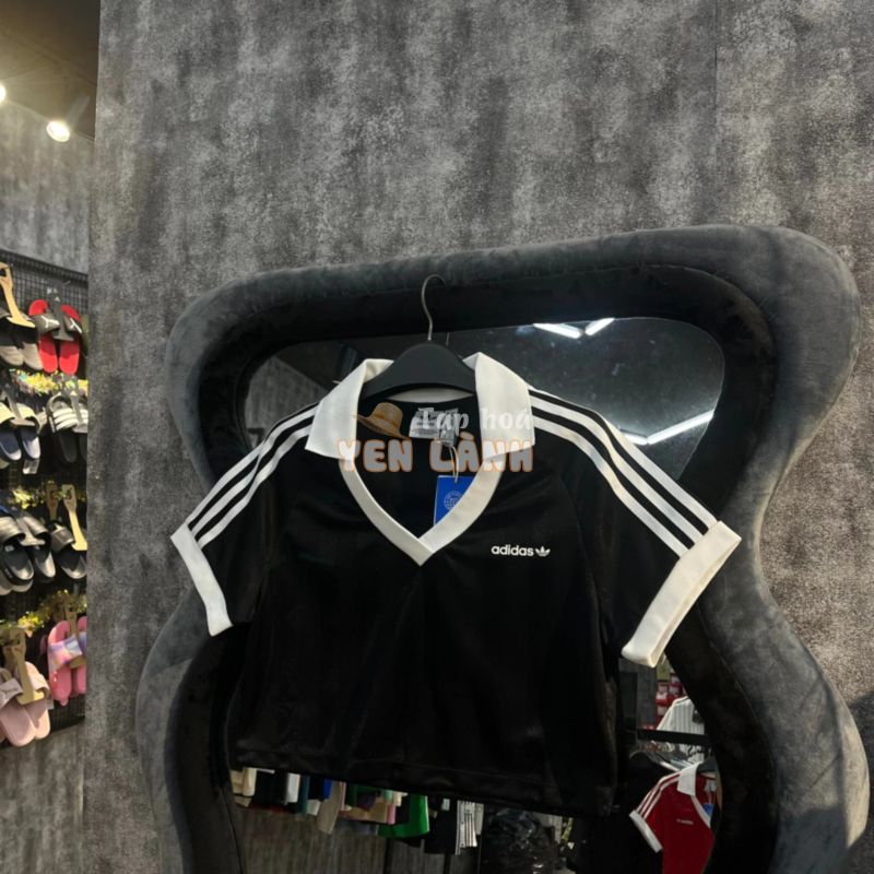 Áo Chính Hãng Adidas Croptop Bóng Đá Shop Xám Store