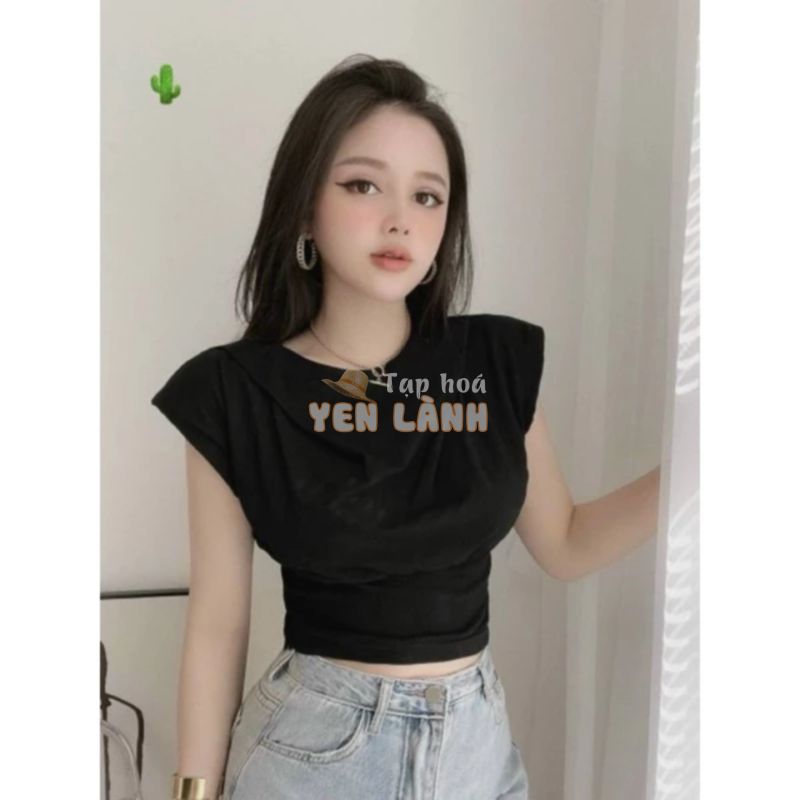 Áo croptop cánh dơi( ko có xếp ly) chất thun borip chuẩn đep, size<53kg