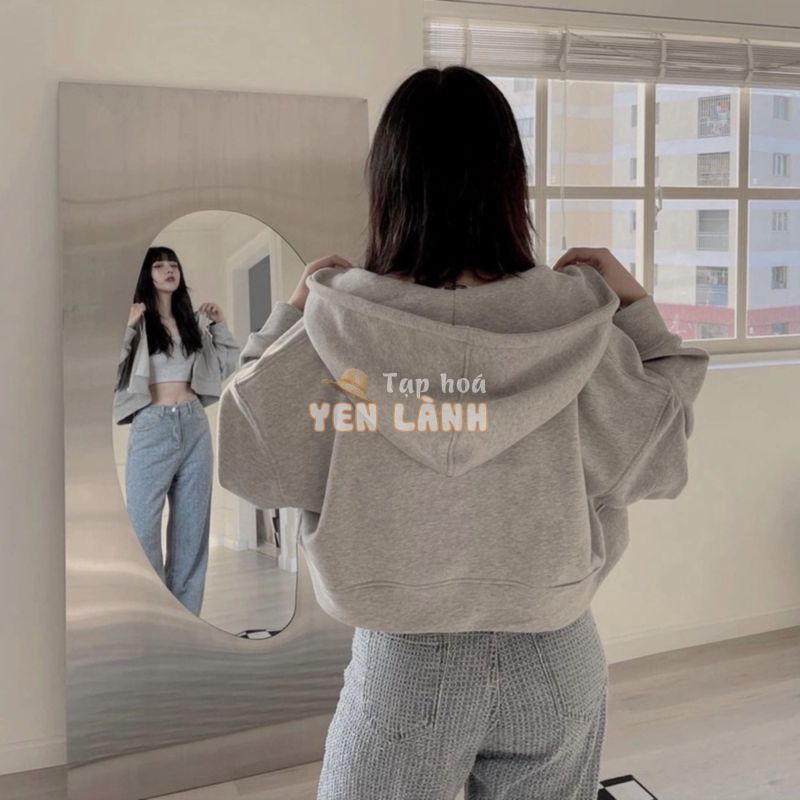 Áo Khoác Nỉ Hoodie Croptop Nữ, Áo Hoodie Phong Cách Thể Thao Street Chất Dày Dặn Có Mũ 2 Lớp