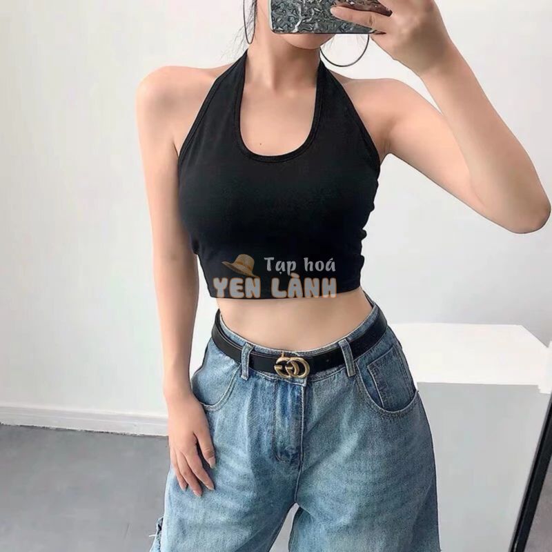 Hot Áo croptop cổ yếm chuẩn