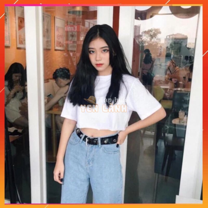 [ Hot Nhất ] Áo Croptop Form Rộng Basic – Áo Croptop Cổ Tròn Form Rộng Tay Lỡ