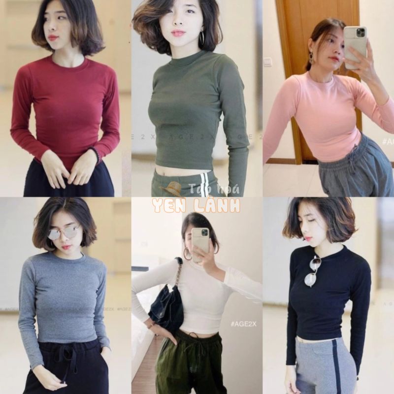 Áo Croptop Body Tay Dài Nữ VNXK Chính Hãng Hiệu AGE2X (6 MÀU).