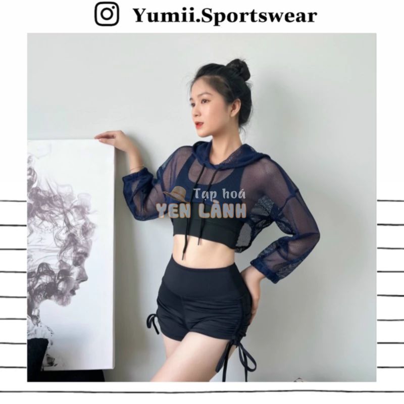 [ Yumii ] Áo Tank Thể Thao Mặc Ngoài Tập Gym Yoga Nữ – Áo Tank Lưới Mè Dáng Croptop Có Nón Mặc Ngoài Đi Tập Siêu Xinh