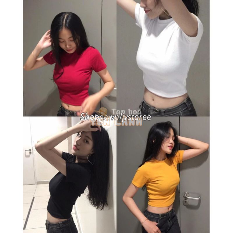 Áo croptop ôm body 4 màu (ảnh thật toàn bộ)