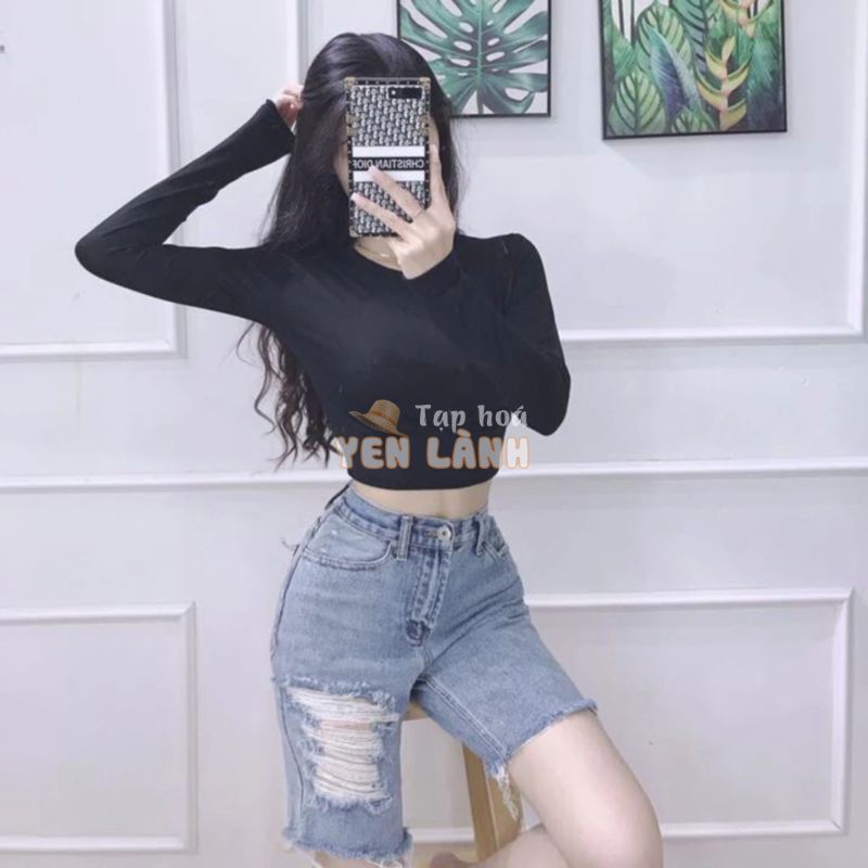 Áo Croptop Tay Dài Chất Thun Lụa dáng ôm thời trang MS:Z01