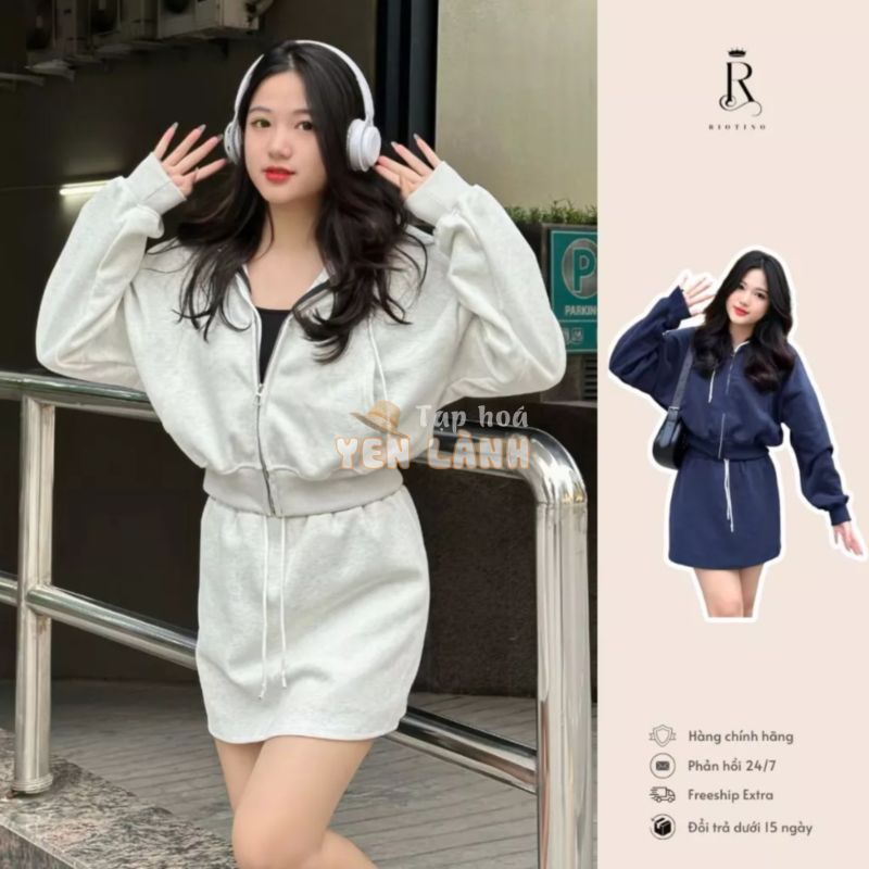 Áo khoác nỉ croptop có túi bên trong RIOTINO local brand hoodie zip dáng ngắn form rộng mũ to khoác thu đông A004