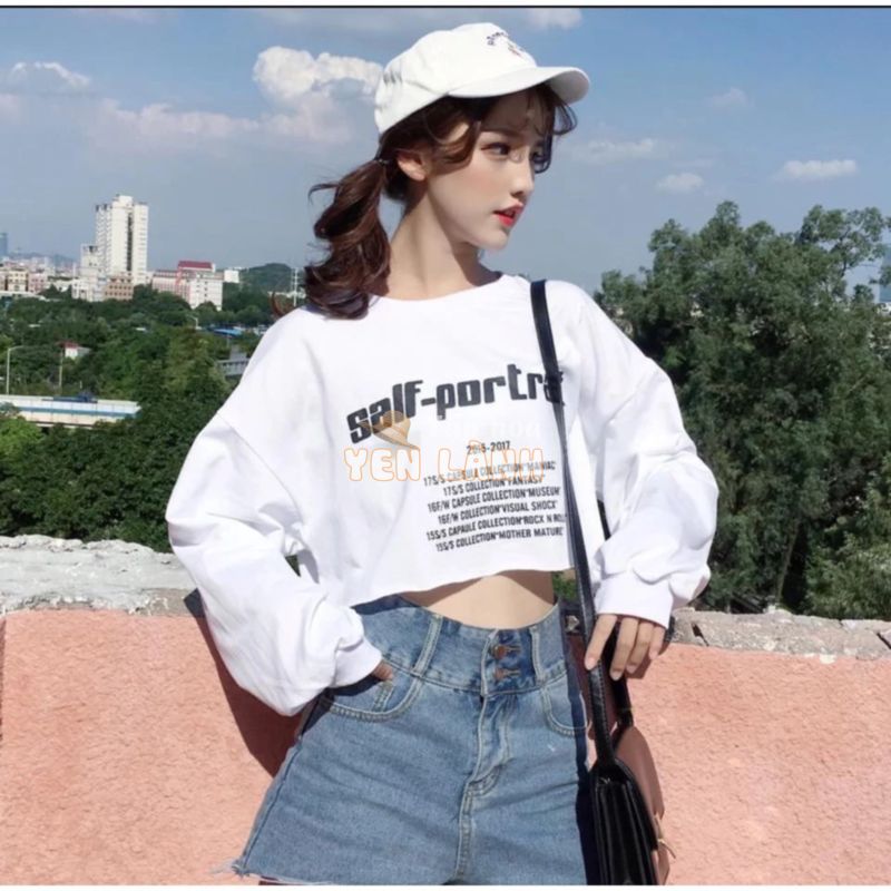 Áo CropTop tay dài Salf-portrait (Form Rộng) – Vải chất dày và đẹp – Đánh giá 4.7/5