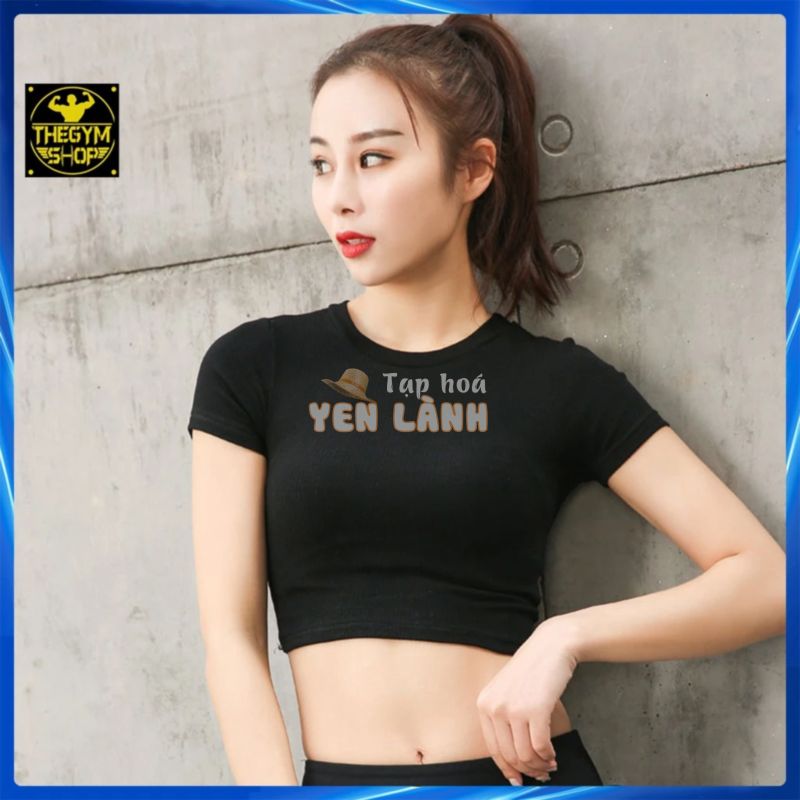 Áo Croptop tập gym yoga aerobic AMIN AM021 cao cấp, ôm body mặc chơi thể thao, đi chơi