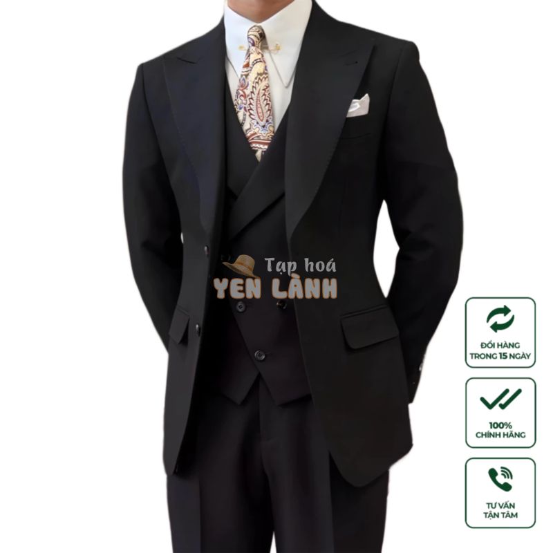 Suit Jacket Nam Cao Cấp Milano Đen  – Suit Đám Cưới Sang Trọng, Vải Mềm Mại Thoáng Mát Chống Nhăn, Độ Bền Cao.