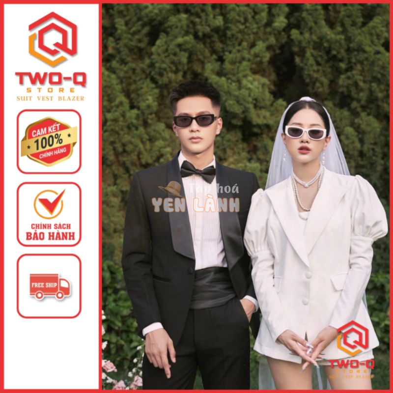 Bộ vest nam mặc Tuxedo ngày cưới Màu Đen Ve Sam Phối Phi Chuẩn Form cao cấp (áo+quần) full size