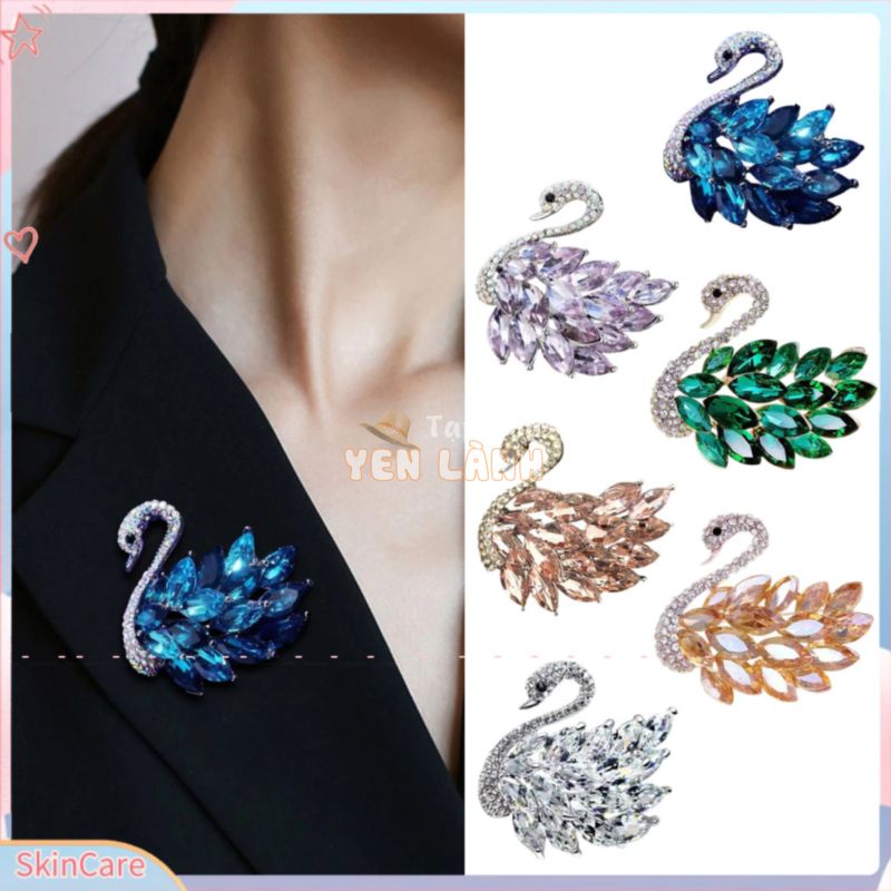 Chăm sóc da * Kim cương giả Swan Pin Swan Trâm cài đính đá thiên nga thanh lịch cho bữa tiệc cưới Váy dạ hội Mũ chống trượt Pin cho phụ kiện quần áo nữ