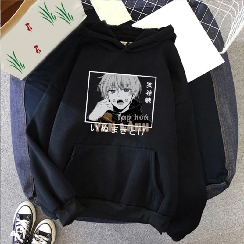 Áo Bông Tai Kẹp Cửu Âm Chân Kinh Kaisen Anime Hoody Inumaki Toge Đồ Họa Khoác Hoodie Hip Hop Dạo Phố Nhân Quả Áo Nỉ Cao