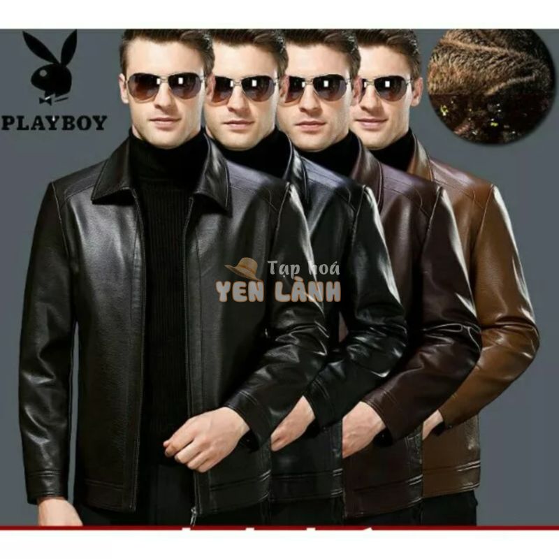 Áo da nam da cừu lớp đầu  Playboy/áo da cổ bẻ(Size Châu Âu)