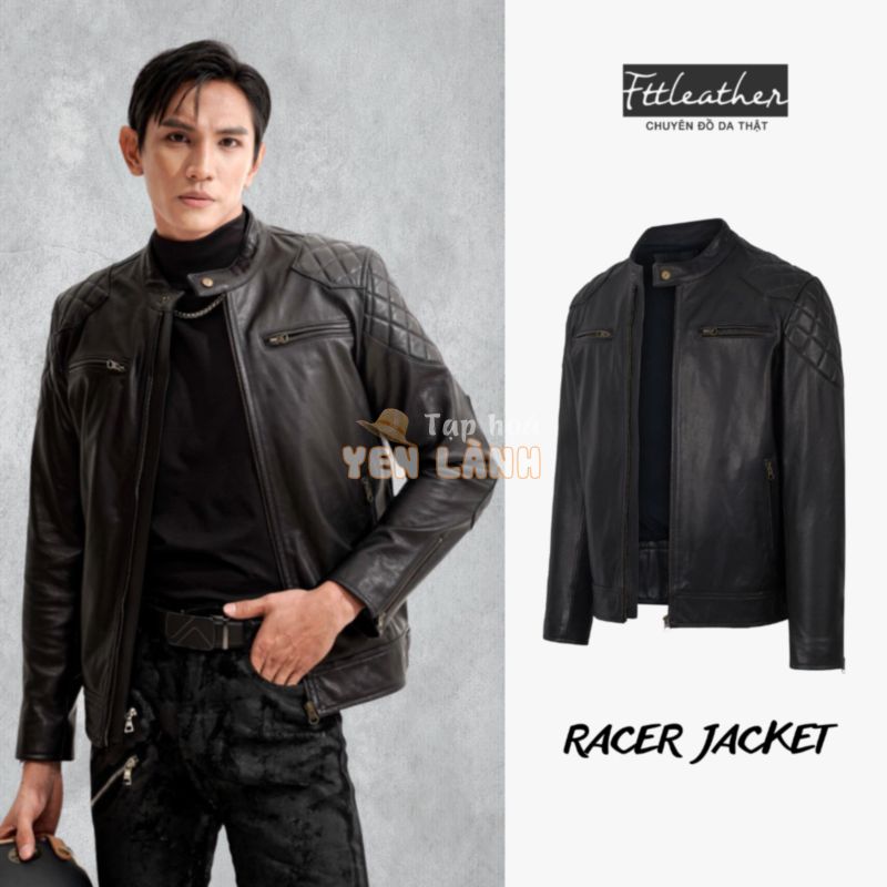 Áo khoác da nam FTT Leather Motor Jacket da dê hai khóa ngực trần trám vai 100% da thật