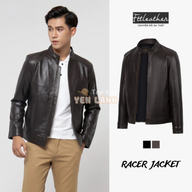 Áo da nam FTT Leather Racer Jacket da cừu trơn S2022 – Mã AD201C