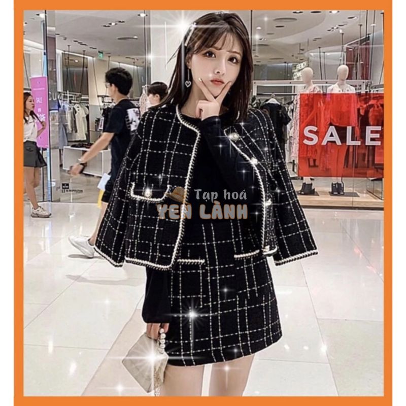 [Sẵn Hàng]♥️Set Áo Khoác+Váy Dạ Tweed(ảnh thật)Size M->4XL Big Size