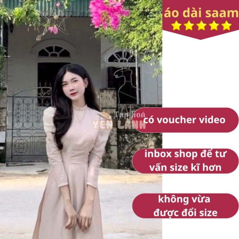 Áo dài học sinh tay bồng áo dài saam giá rẻ 4 tà may sẵn cổ cao 2cm mặc kỉ yếu, đi học, khai giảng