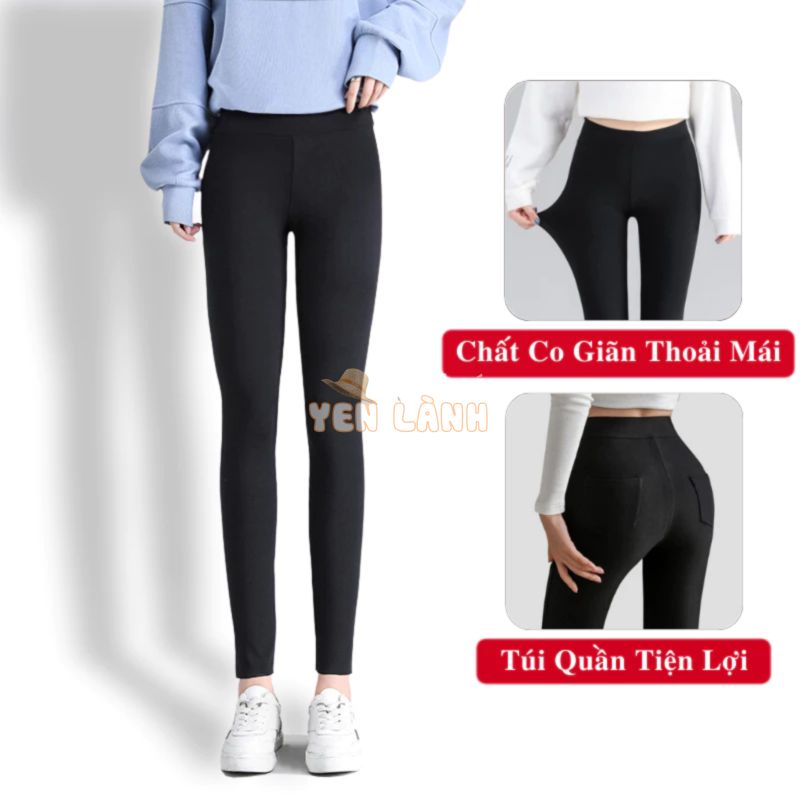 [MÃ FAAH15 GIẢM 15K ĐƠN TỐI THIỂU 150K] Quần Legging Dài Nữ Cạp Cao Dáng Ôm Body Hai Túi Sau Madela, Legging Dài Nữ