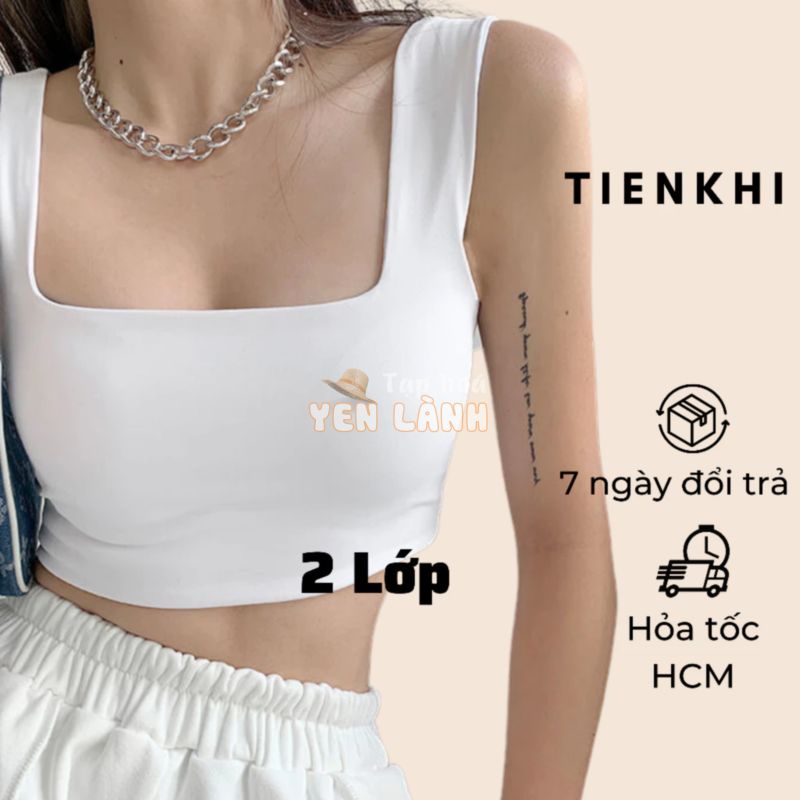 Áo croptop 2 dây bản to Tiên Khỉ ôm gọn body mùa hè cổ vuông BS110