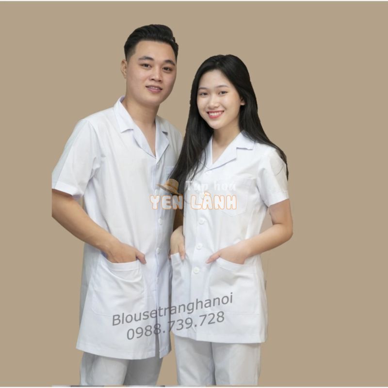 Áo điều dưỡng nam, nữ – Áo Blouse – Đồng phục bệnh viện- Blouse trắng Hà Nội