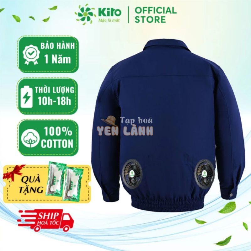 Áo Điều Hòa KITO Công nghệ Chống Chai Pin Battery Health Engine, Áo COTTON 2 Lớp Không Mũ