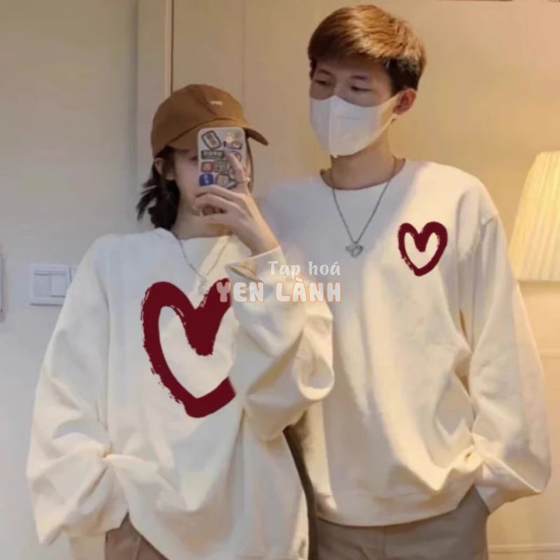 Áo đôi mùa đông hoodie sweater nam nữ nỉ bông cao cấp fom hàn quốc oversize trái tim đỏ HD149 LOCAL BRAND L66