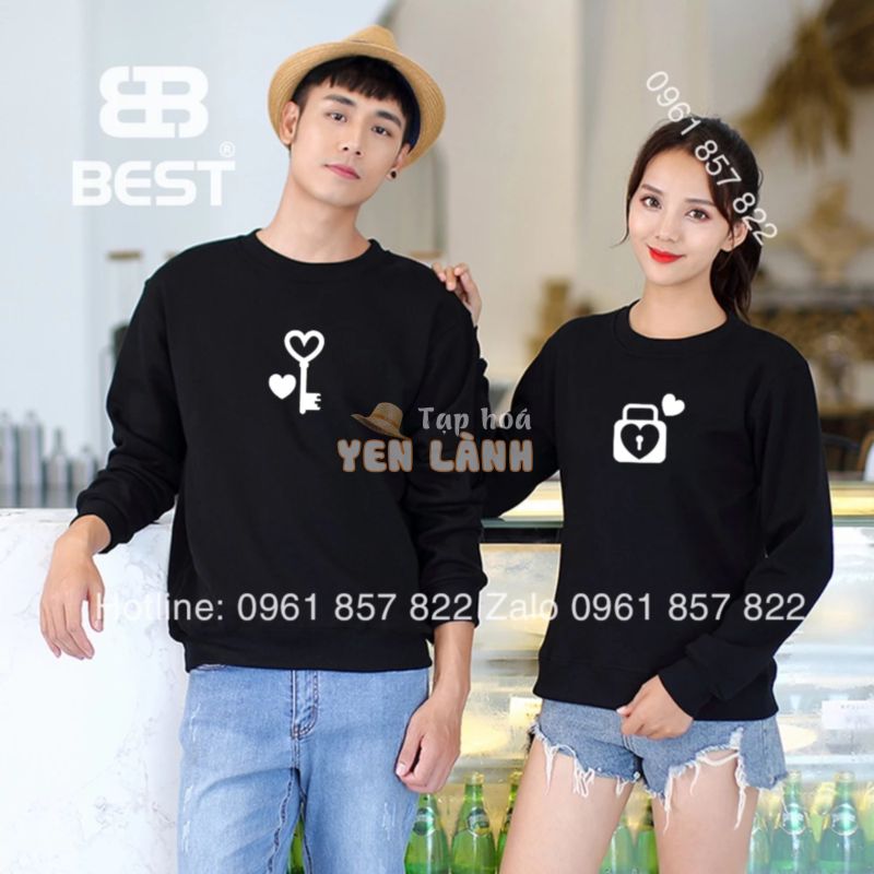 ÁO ĐÔI SWEATER THU ĐÔNG CHÌA KHOÁ Ổ KHOÁ NAM NỮ – GIÁ TẬN XƯỞNG