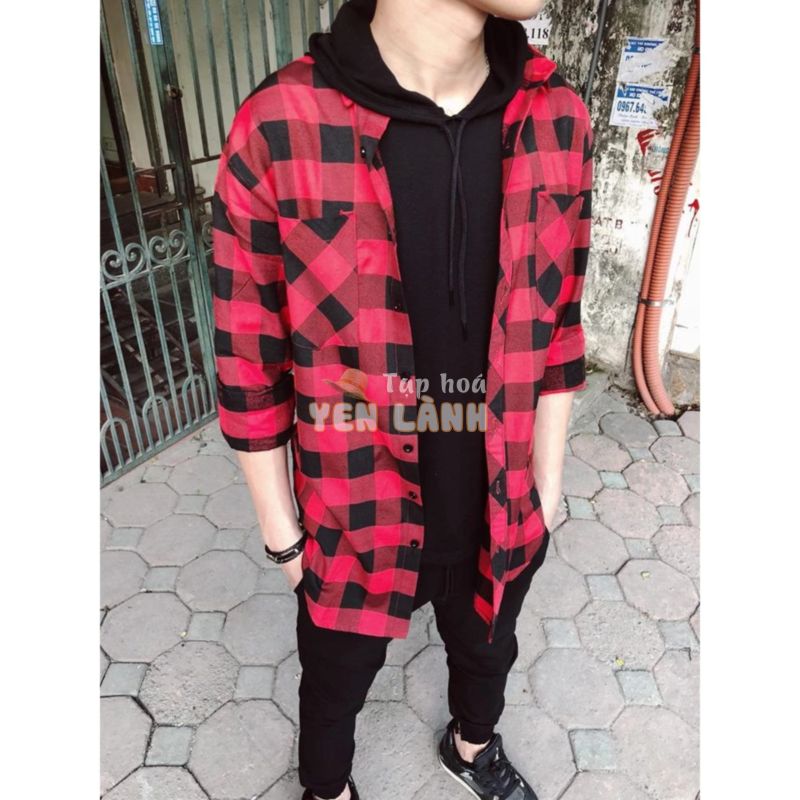 Áo Sơ Mi Flannel Caro Đỏ Đen