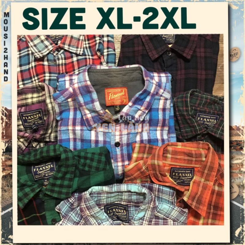 Áo sơ mi caro – flannel secondhand – SIZE XL, 2XL -[   ] – vintage, cổ điển – Mousi 2hand