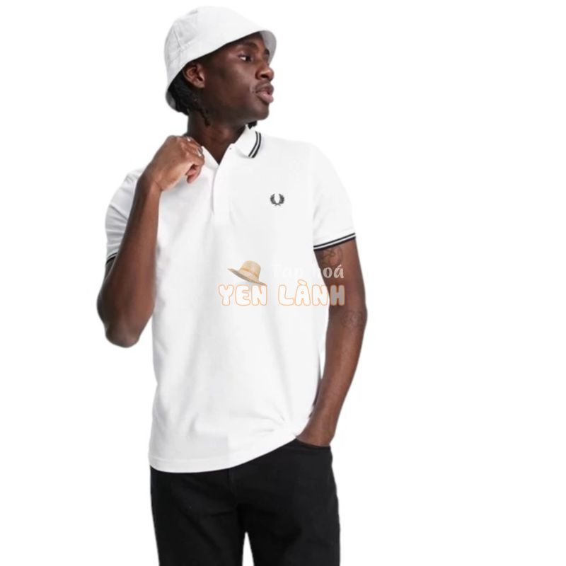 [FredPerry] Áo polo nam trắng, kẻ line đen chính hãng FredPerry