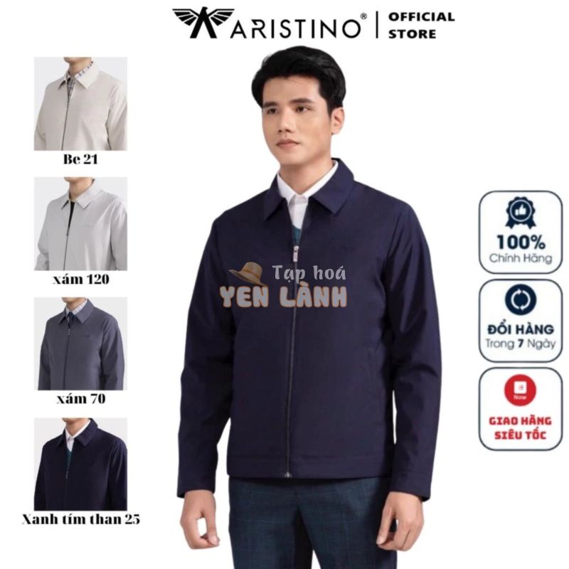 Áo khoác gió nam 2 lớp Aristino AJK011W2 Jacket dáng suông vừa cổ bẻ lịch sự trơn màu vải Polyester bền màu sắc nét