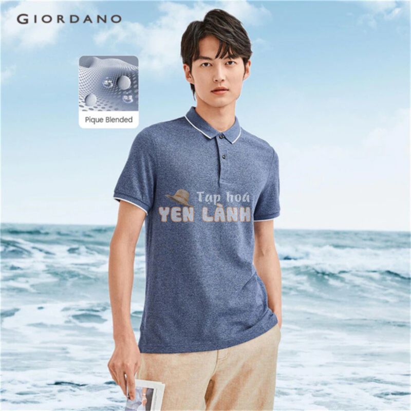 Áo polo nam GIORDANO 01011425 tay ngắn đơn giản phong cách thể thao