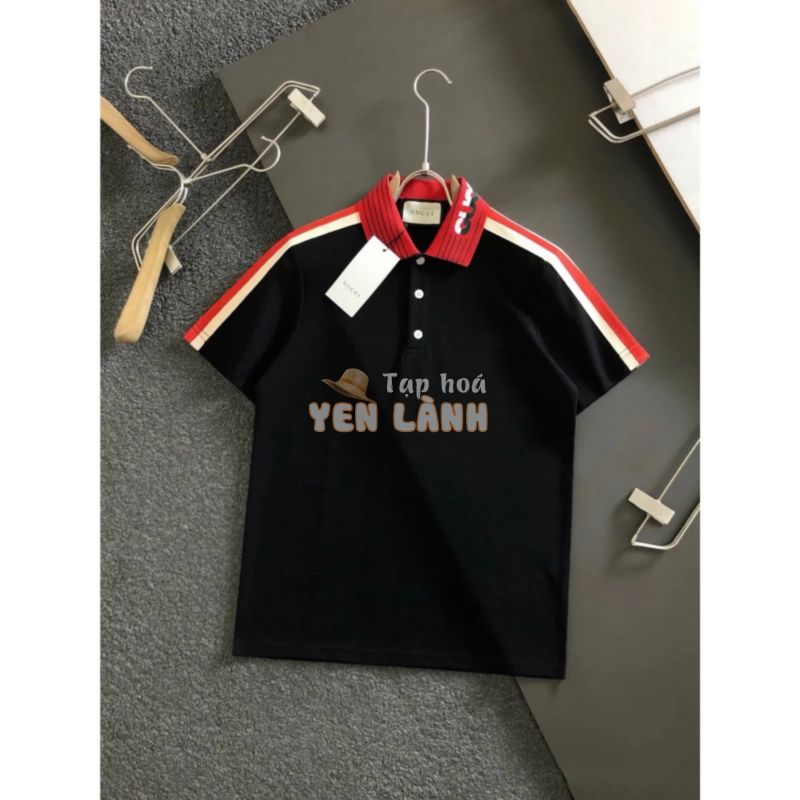 ÁO POLO GUCCI ĐEN CỔ ĐỎ RED COLLAR HOTTREND THỜI THƯỢNG