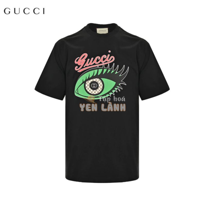 Gucci100% Áo thun ngắn tay in họa tiết thời trang nam chính hãng dành cho cặp đôi Áo cổ tròn mới