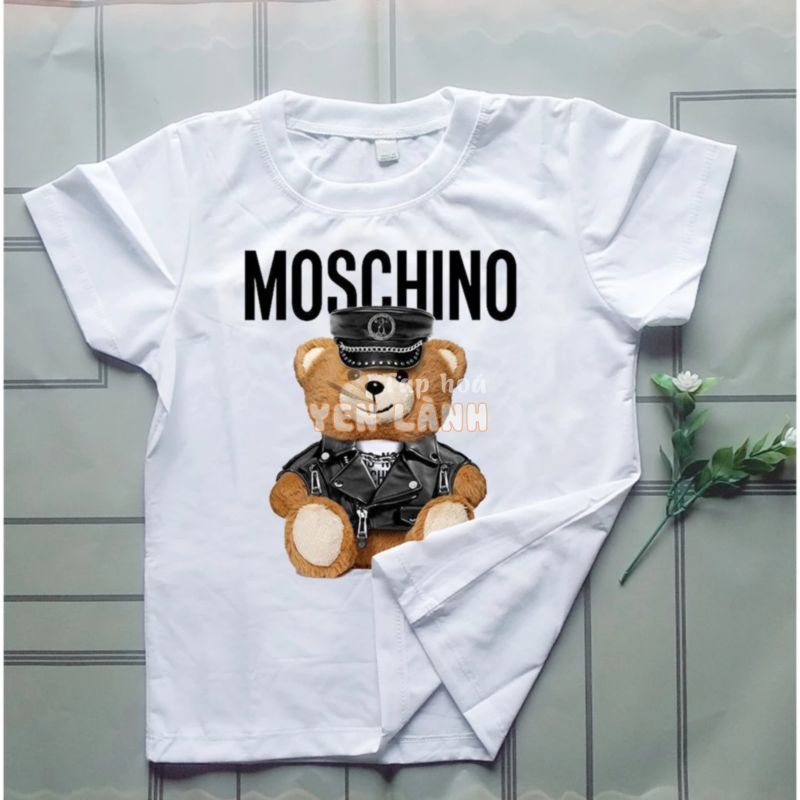 Áo thun ngắn tay in hình gấu Moschino