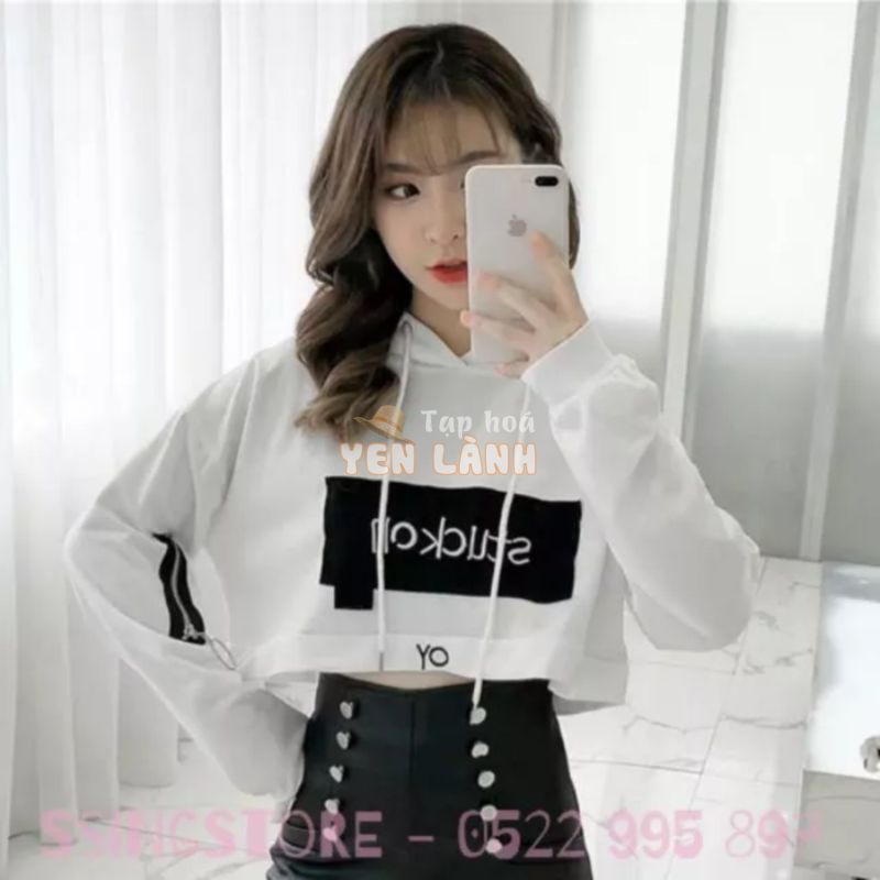 ( ORDER ) Áo Hoodie dài tay croptop hở rốn NHIỀU SIZE