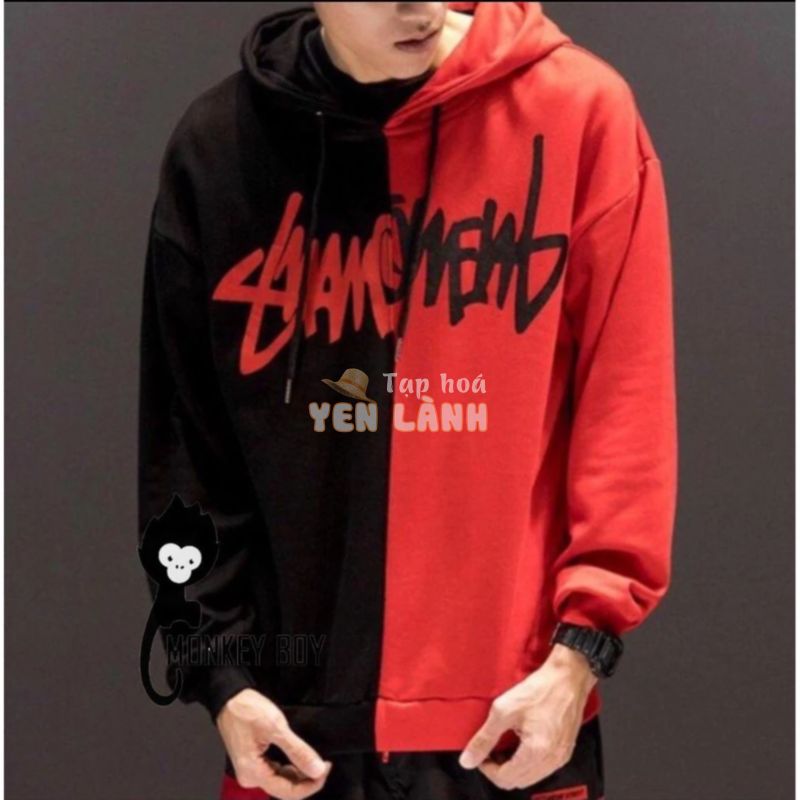 Áo khoác hoodie phối 2 màu – Áo hoodie 2 màu  freesize