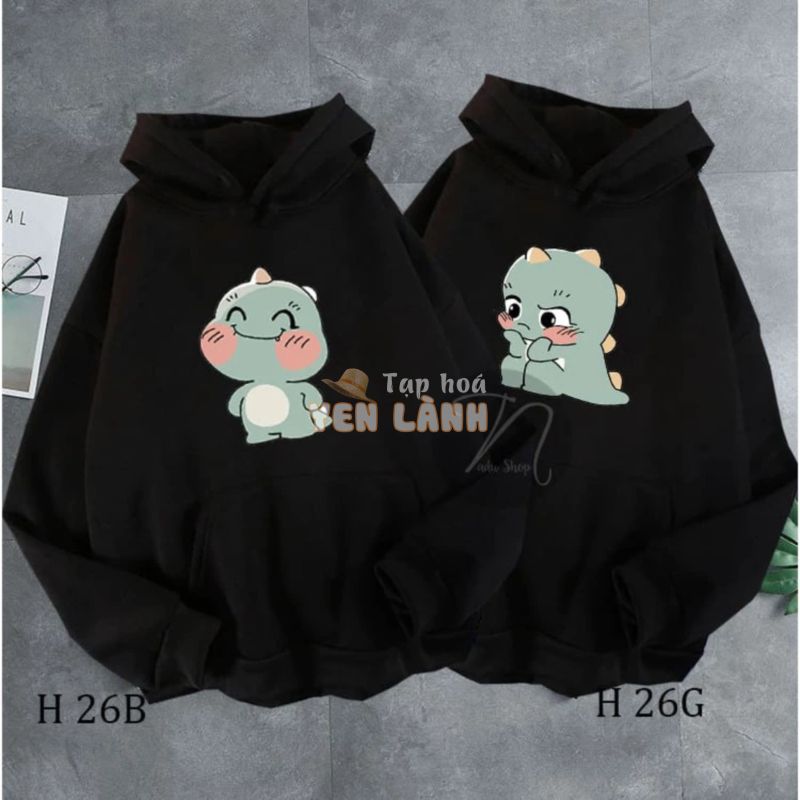 [HOT] Mẫu áo Hoodie đôi in khủng long giá siêu rẻ – Giá chỉ 1 áo