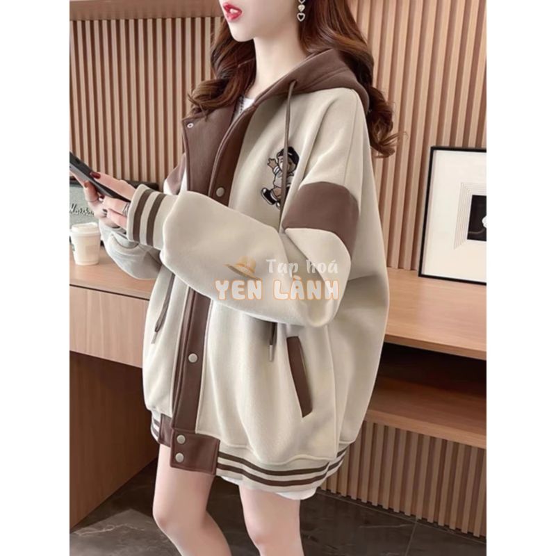 Áo hoodie nữ có nón dây kéo tiện lợi phối họa tiết tinh cầu ánh sao