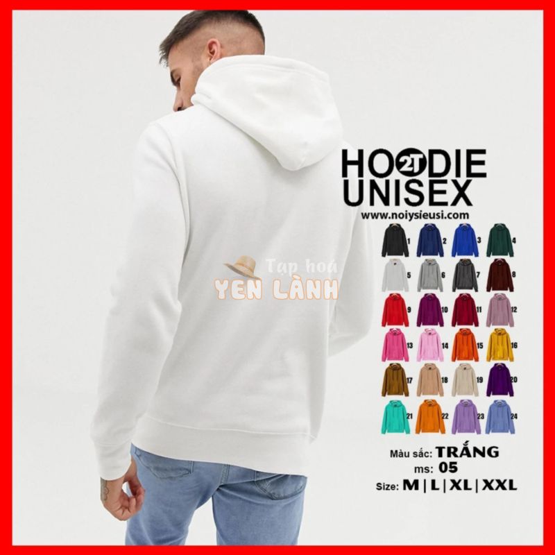 Áo hoodie unisex 2T Store H05 màu trắng – Áo khoác nỉ chui đầu nón 2 lớp dày dặn đẹp chất lượng