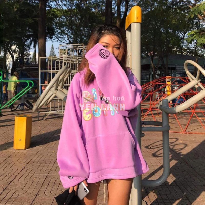 ÁO HOODIE TÍM DONUT