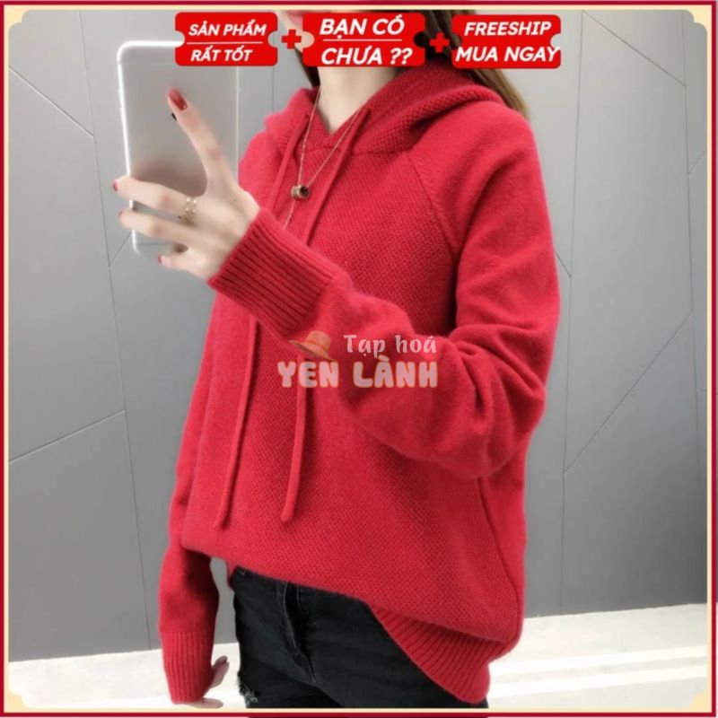 Áo Len Nữ Có Mũ Dáng Áo Hoodie Chất Dầy Dặn Phong Cách Thời Trang Hàn Quốc GC36955