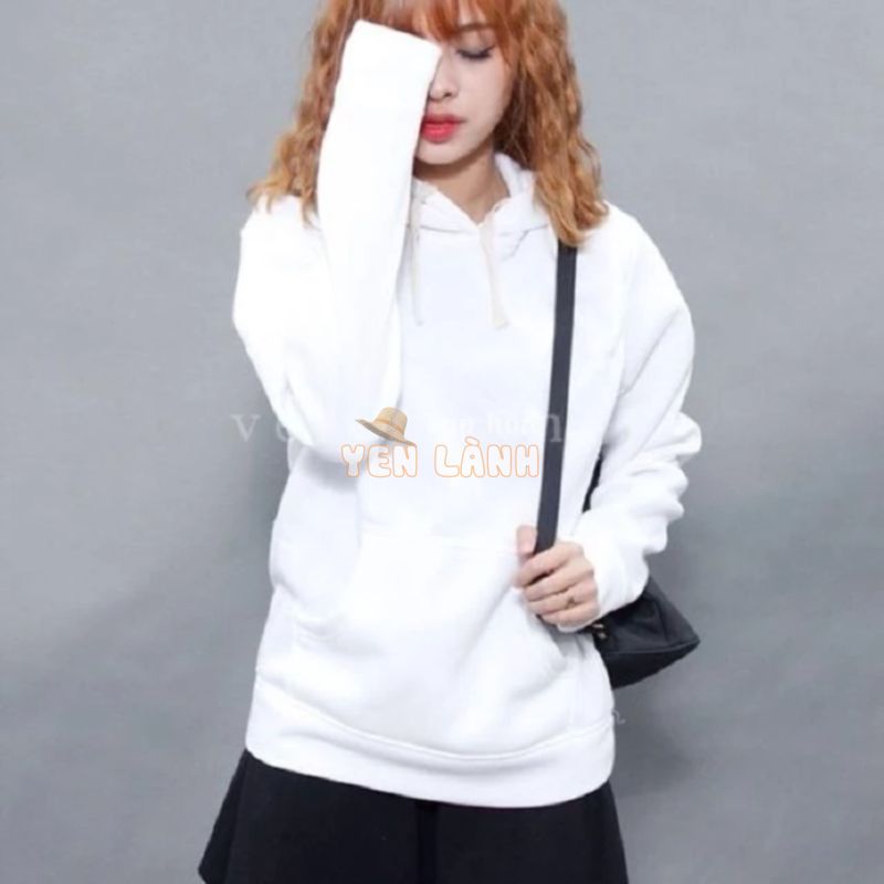 ÁO HOODIE NAM NỮ TRƠN MÀU TRẮNG CAO CẤP