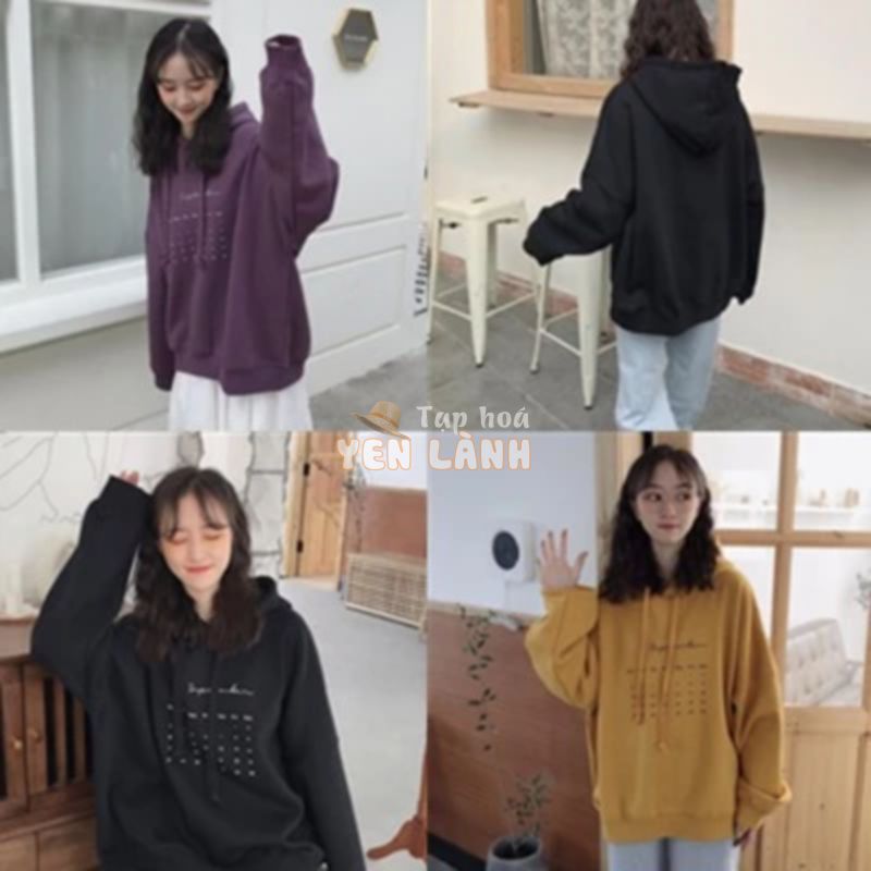 Áo hoodie nhung nữ kiểu dáng đơn giản hợp thời trang