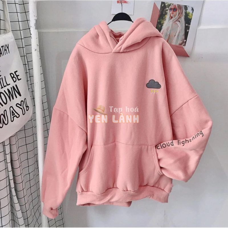 áo hoodie form rộng Vải Nỉ Lót Bông Dày Dặn Thêu Đám Mây Unisex [Hình thật 100% ở cuối]