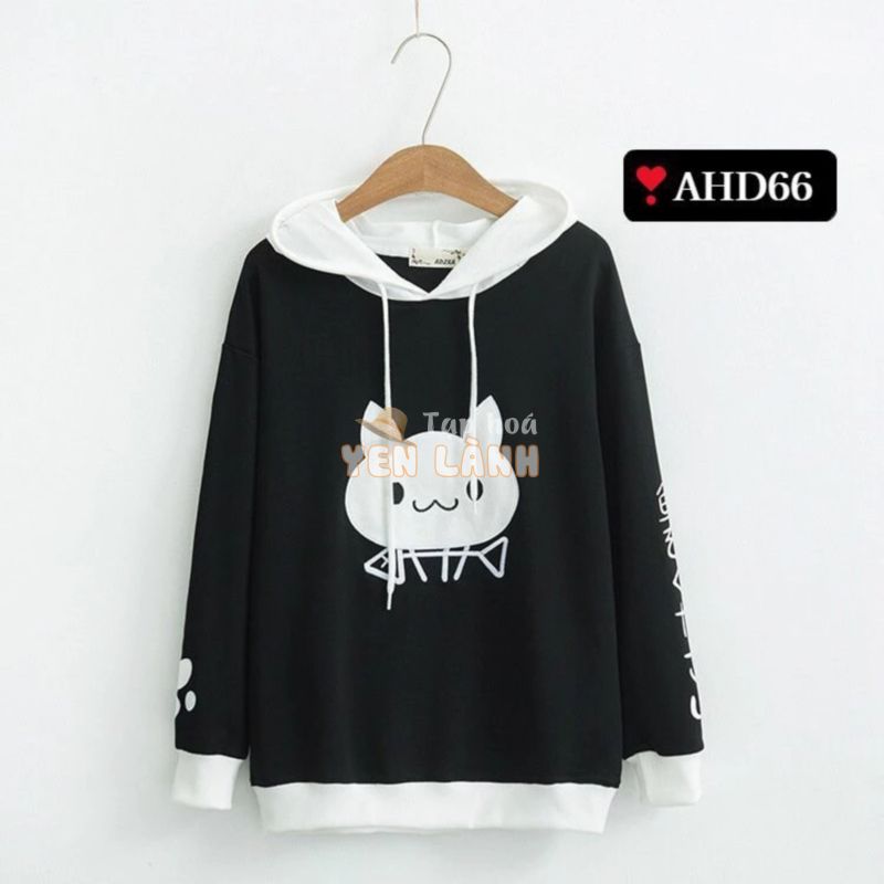 ÁO HOODIE CÓ NÓN CON MÈO PHỐI MÀU NAM NỮ ĐỀU MẶC ĐƯỢC