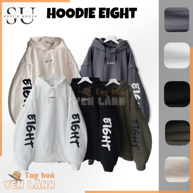 (ẢNH THẬT-CÓ SẴN) Áo Hoodie EIGHT Túi Xẻ 2 Bên Form Rộng Unisex Nam Nữ – Sutis House