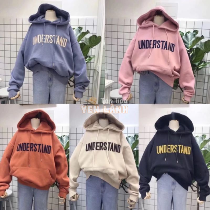 áo hoodie nỉ oversize thêu Understand M191[Kèm hình thật]