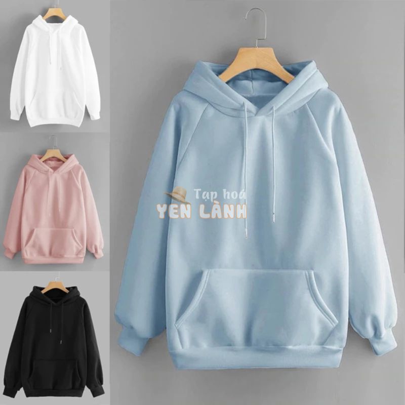 Áo hoodie màu trơn dáng rộng cho nữ size S-XXL